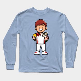 Cute Boy Winning Champion Cartoon Long Sleeve T-Shirt